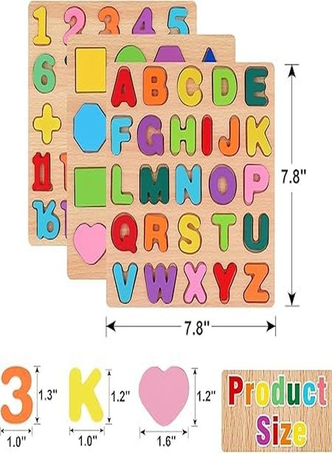 AESTROKE 3Set Wooden Puzzle Shapes Wooden Puzzle,Kids Toys for 2-5 Years Boy and Girl, ABCD Puzzle Games Activity Toys for Montessori Children Toddler (Pack of 3) - Image 2